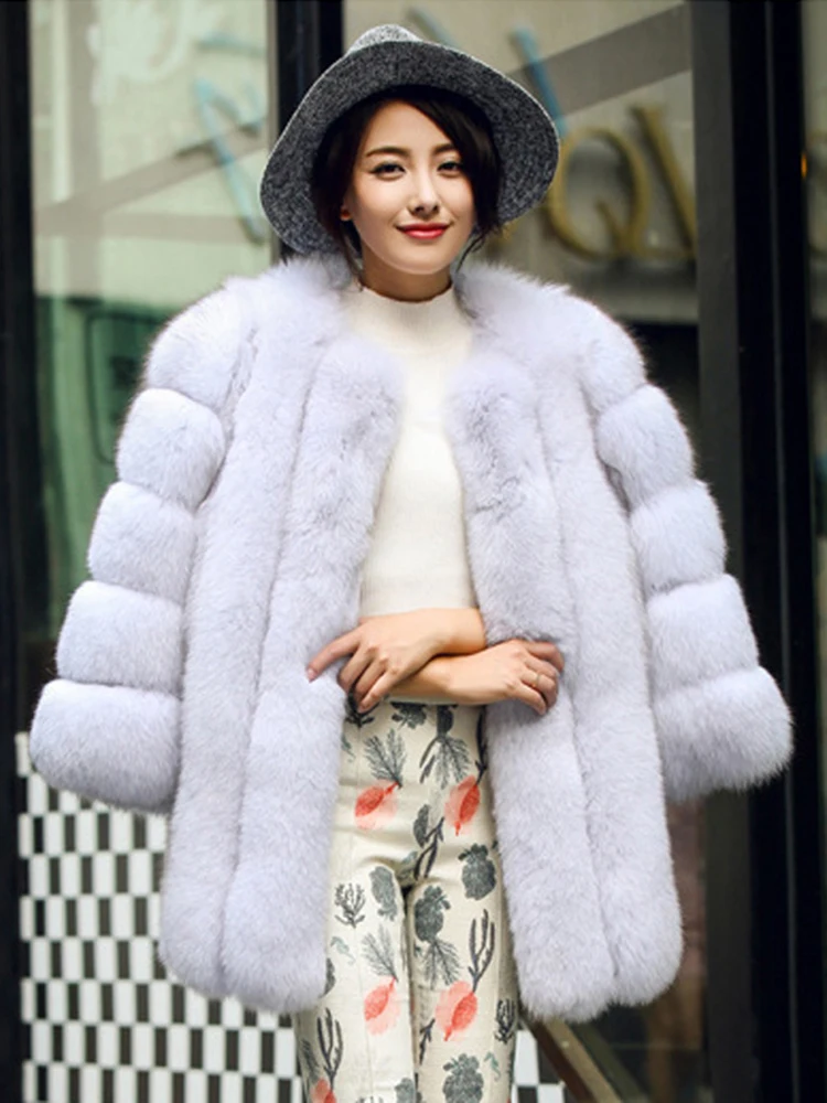 

ZADORIN High Quality Winter Women Coats Luxury Faux Fox Fur Coat Thick Warm Long Fluffy Fur Jacket Pink Coat Bontjas