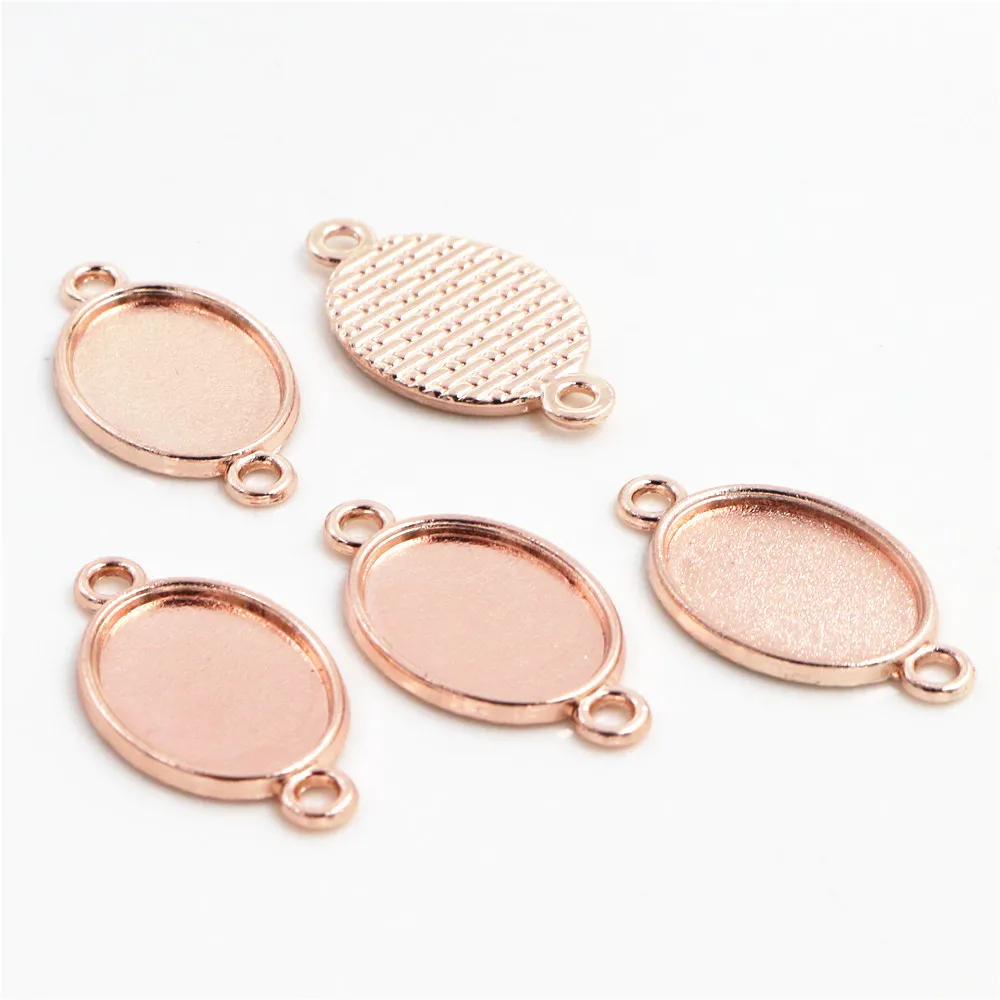 10pcs 13x18mm Inner Size Antique Silver Plated 4 Colors Simple Cameo Cabochon Base Setting Charms Pendant Necklace Findings