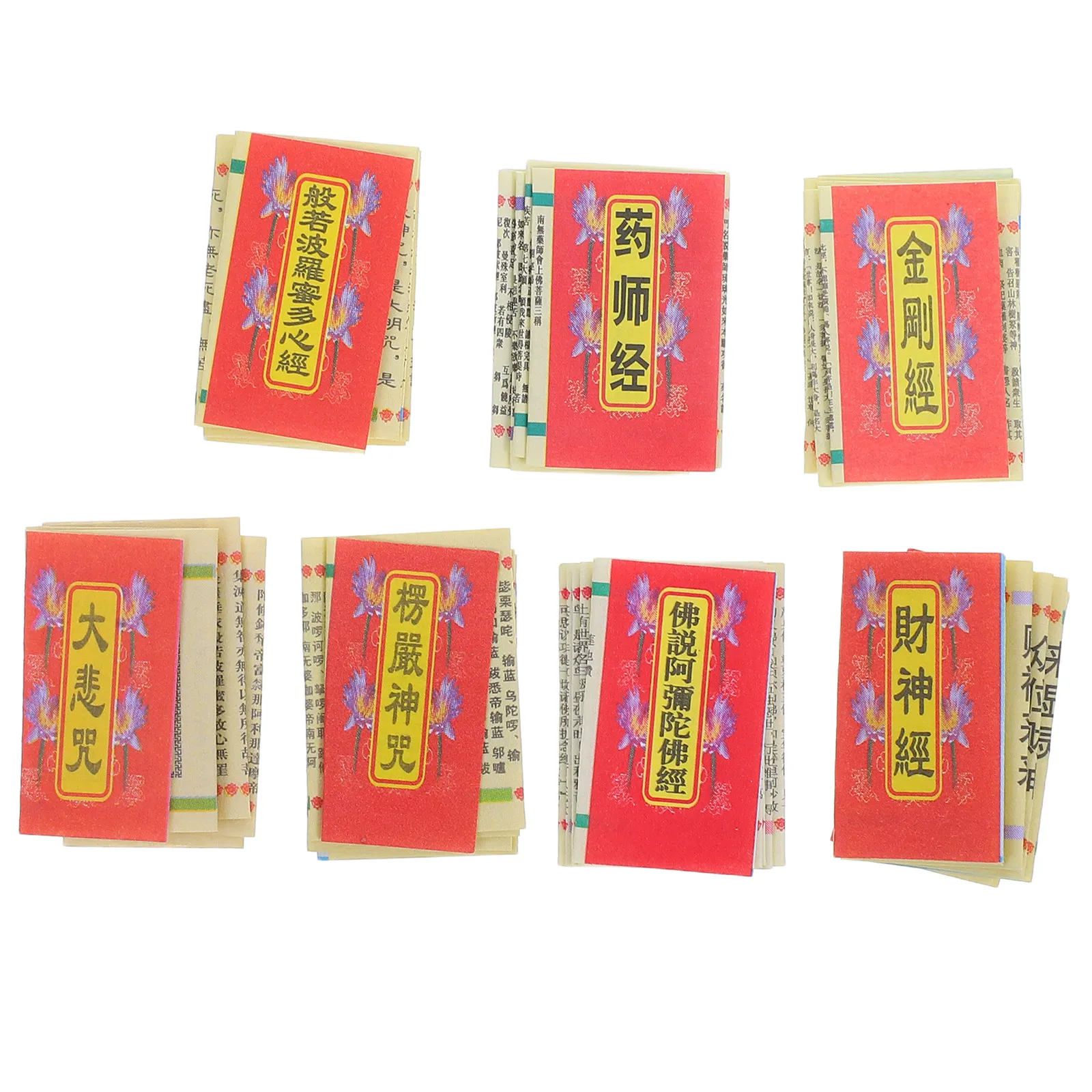 7Pcs Tiny Buddhist Scroll Miniature Sacred Paper Religious Text Compact Spiritual Ornament for Daily Mindfulness Altar