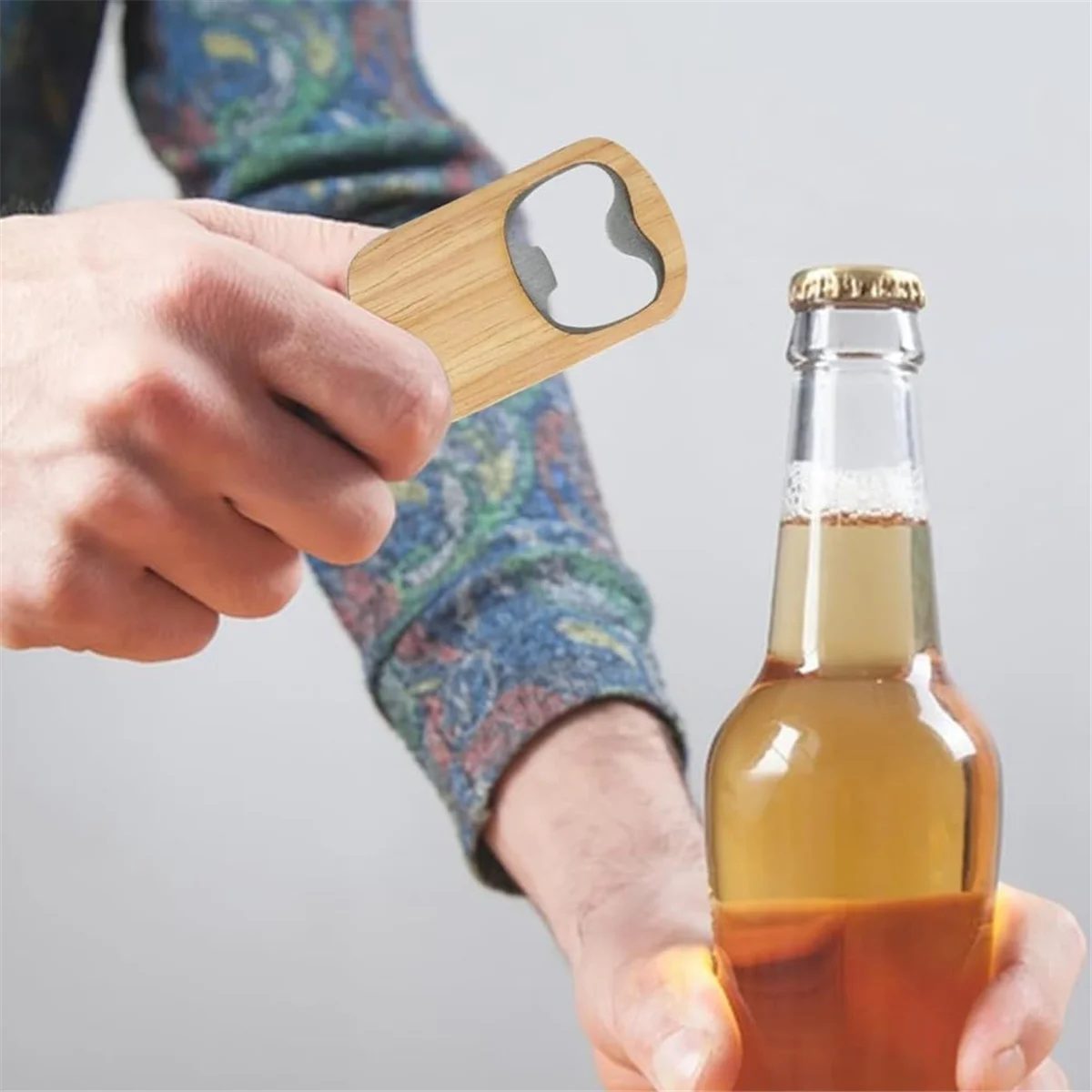 10 Pcs Wood Bottle Opener Keychain Bottle Openers Set Kit Blanks Engraving Key Chains Key Tag for Home Kitchen Party