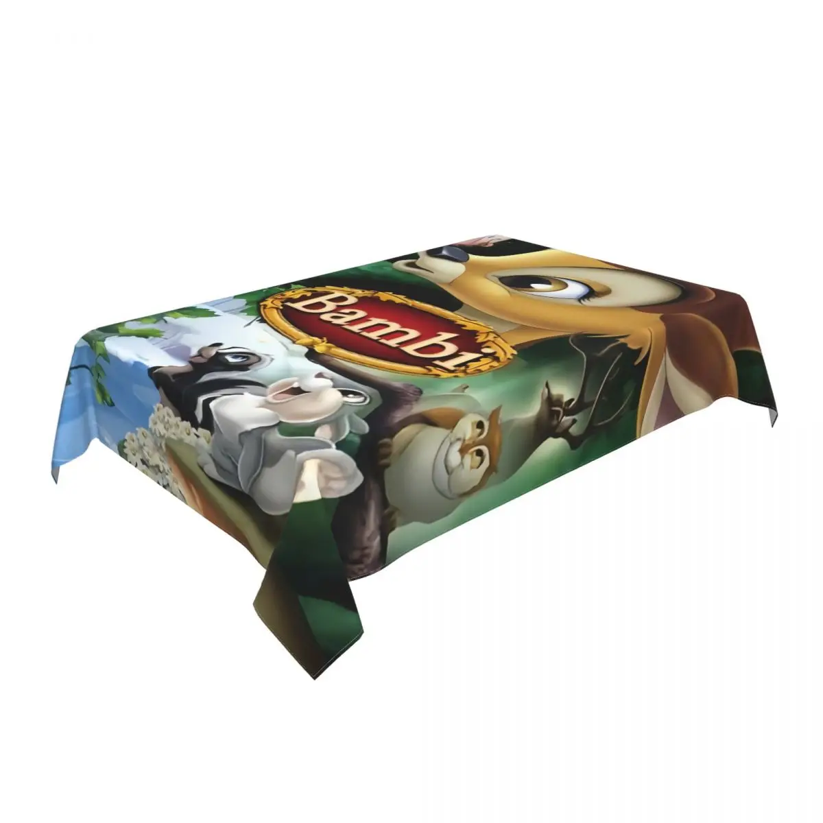 Customized Rectangular Fitted Disney Bambi Animated Movies Table Cloth Waterproof Tablecloth Outdoor Table Cover Backed with