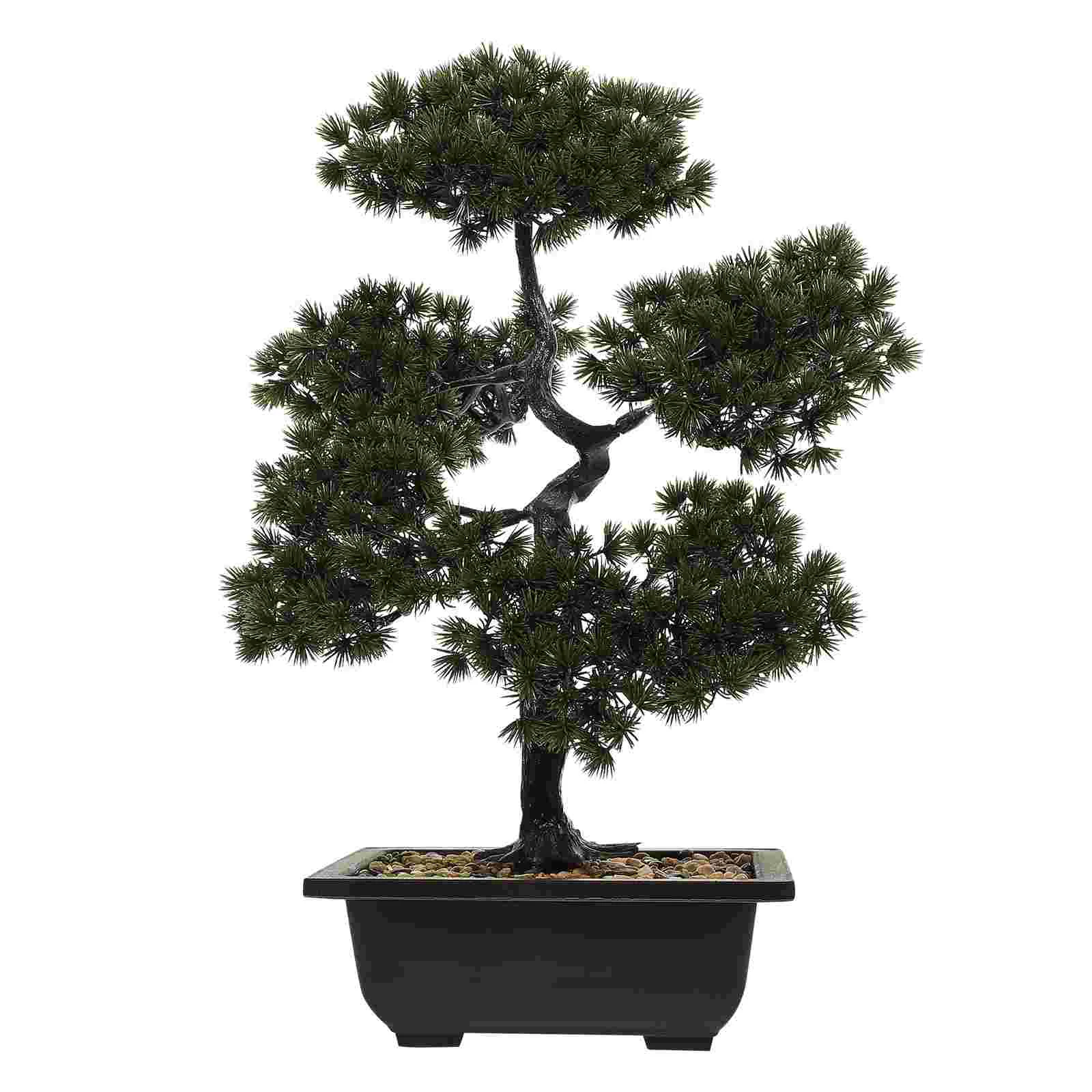 

Simulation Welcome Pine Fake Potted Plants Tree Faux Bonsai Plastic Statue Man Large Indoor