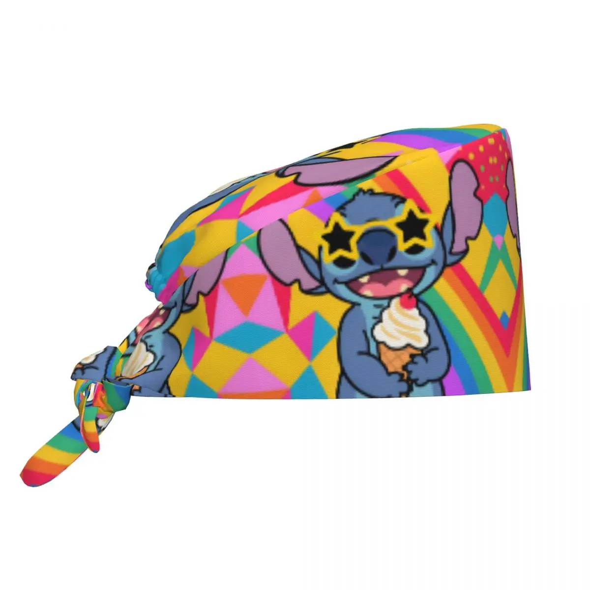 

Adjustable Adorable Monster Stitch Pattern Working Hat Men Women Colorful Design Scrub Caps Scrub Nursing Doctor Surgeon Cap