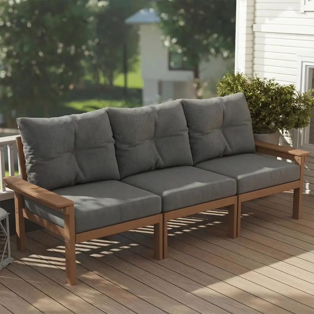 

3-Piece HDPE Outdoor Patio Sectional Set with Weather-Resistant Cushions for Lawn, Garden, Deck, and Poolside