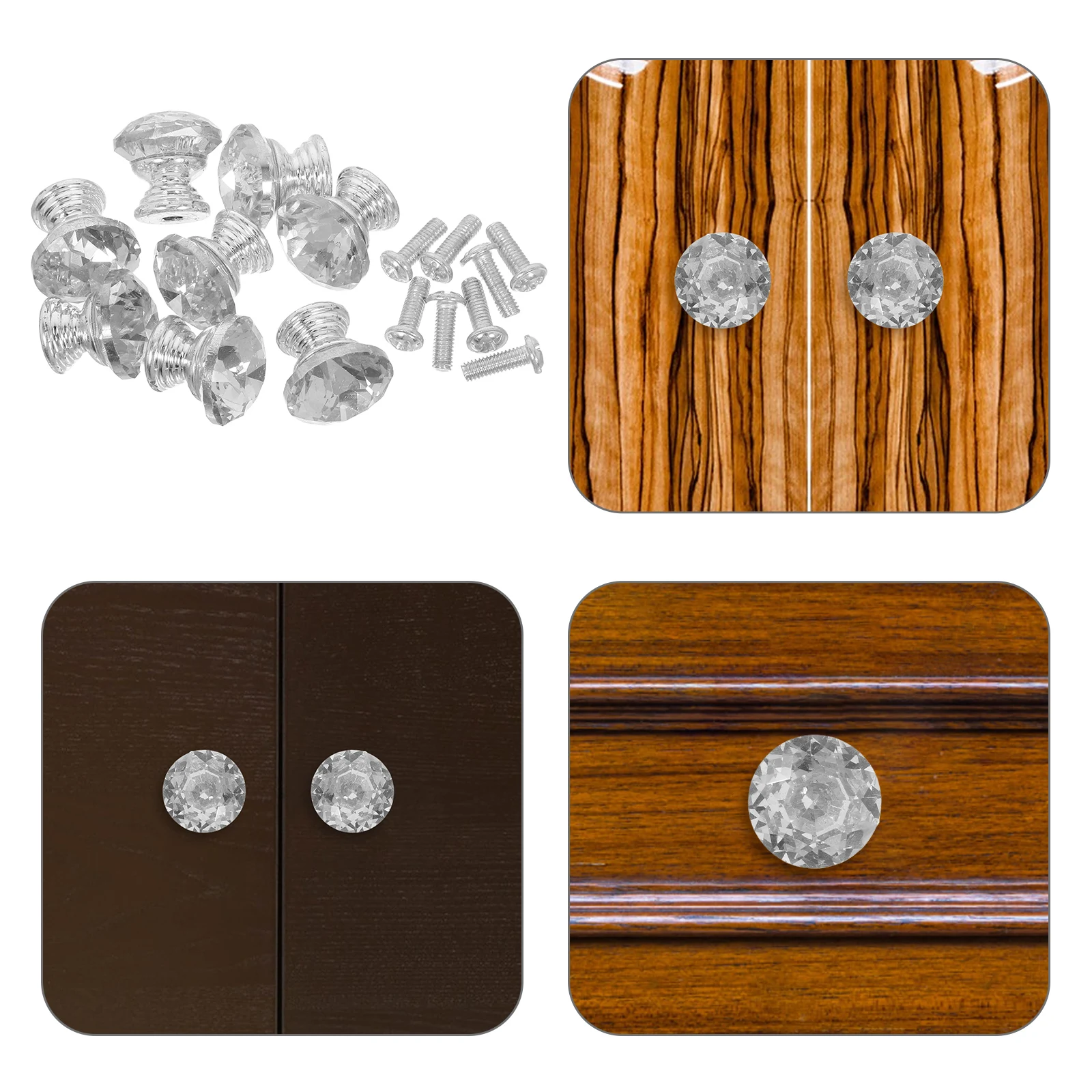 

8 Pcs Decor Diamond Cabinet Handles Dresser Drawer Clear Knobs for Drawers Door Pull Transparent Decorative