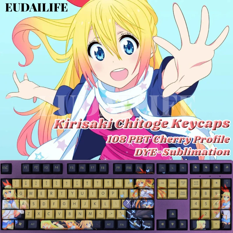 

Kirisaki Chitoge Nisekoi False Love Anime DYE Sublimation Cherry Profile MX Cross Axis Switch Key Cover for Mechanical Keyboard