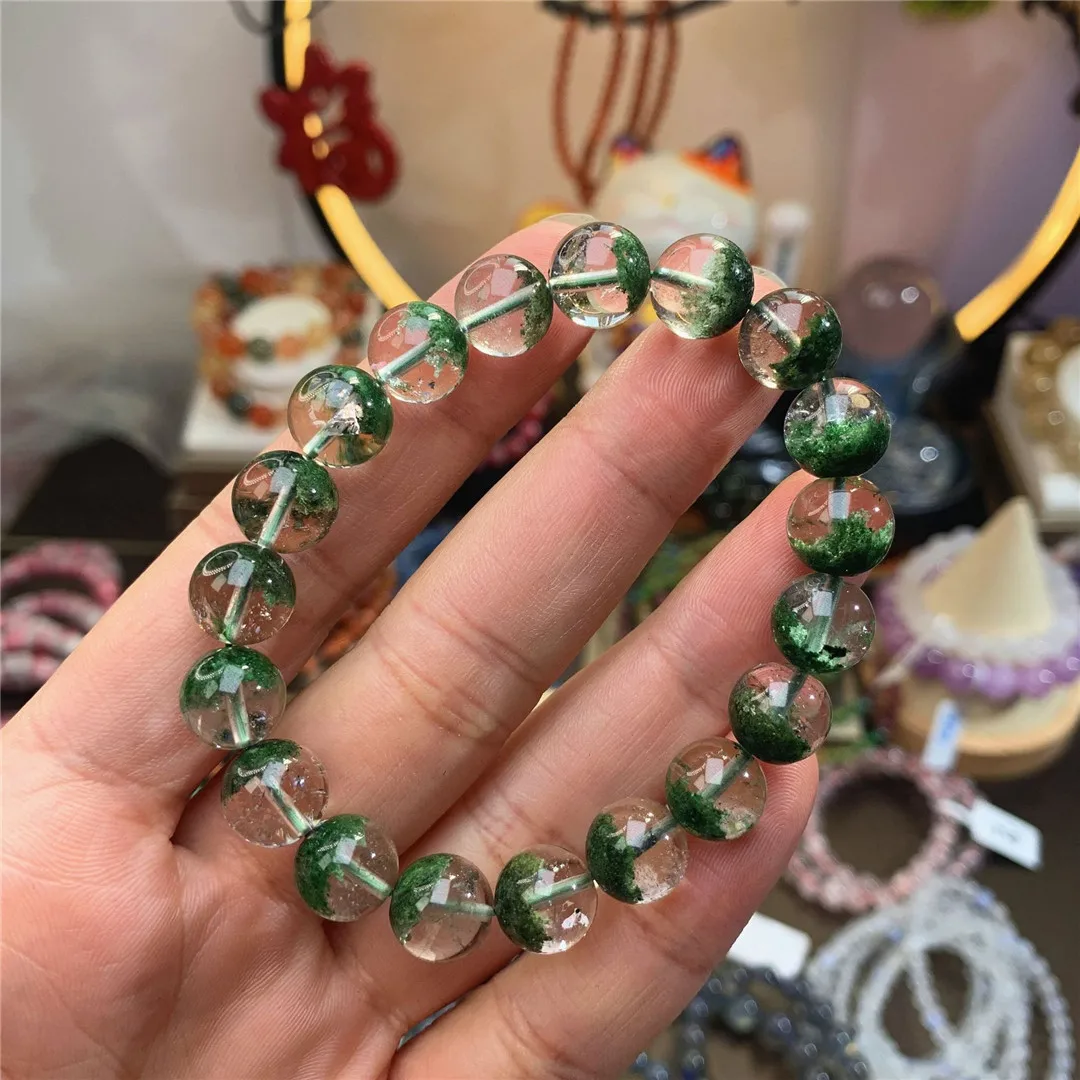 Natural Green Phantom Quartz Bracelet For Women Men Wealth Gift Crystal Energy Stone Clear Beads Strands Jewelry AAAAA 7-12mm