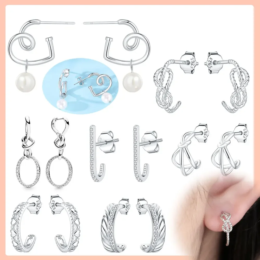 

New 925 Sterling Silver Cute Rabbit Earrings Animal Studs Suitable for Women DIY Birthday Anniversary Everyday Fashion Jewelry