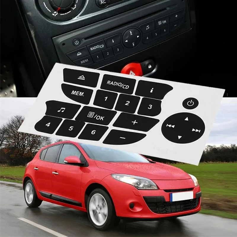 

Car Repair Stickers For Renault ClioAnd Megane Twingo 2009-2011 Car Button Repair Stickers CD Radio Audio Button Repair Stickers