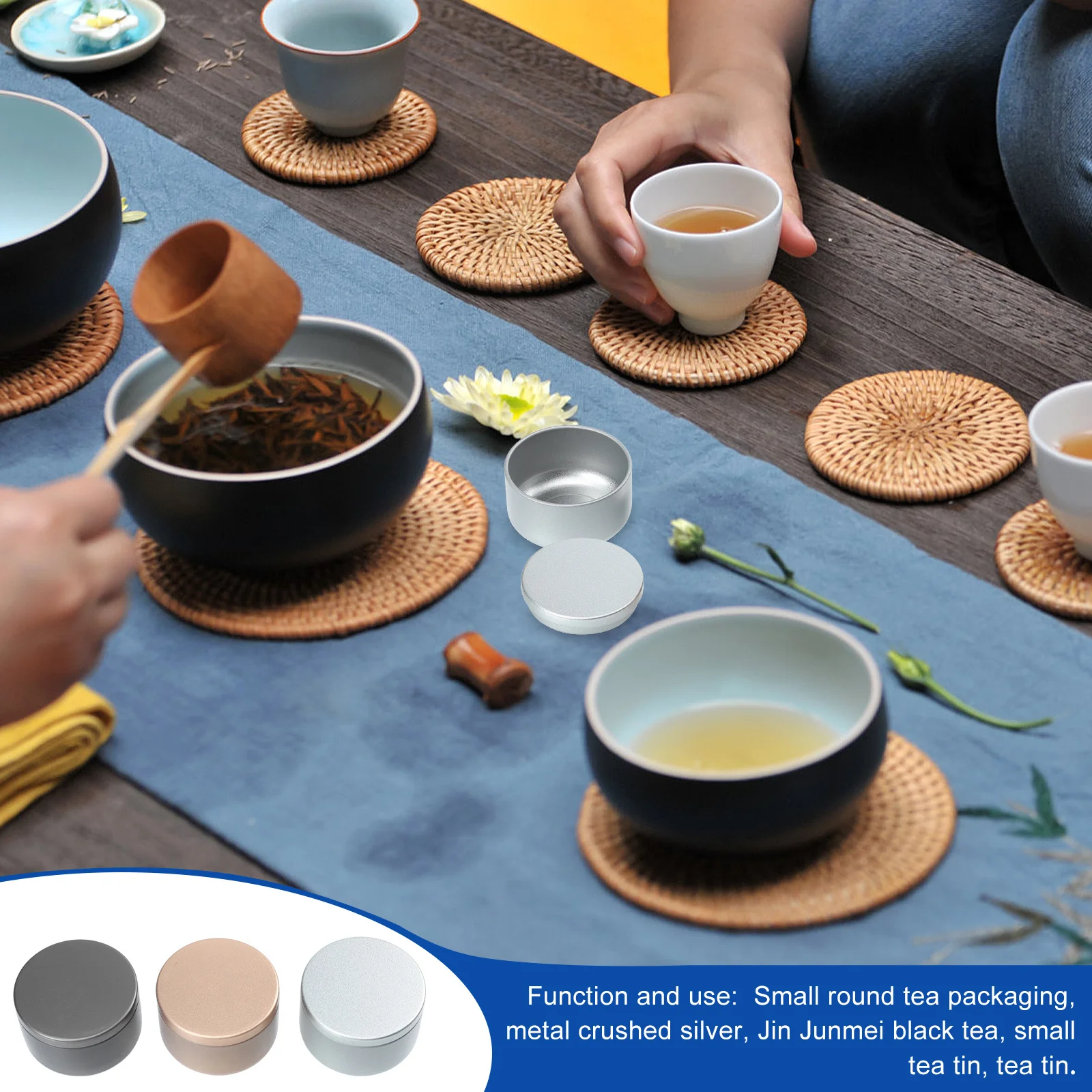 

12Pcs Tinplate Tea Leaf Storage Containers Airtight Multi-Purpose Cans for Candy Gifts Loose Powder Tinplate Tea Container