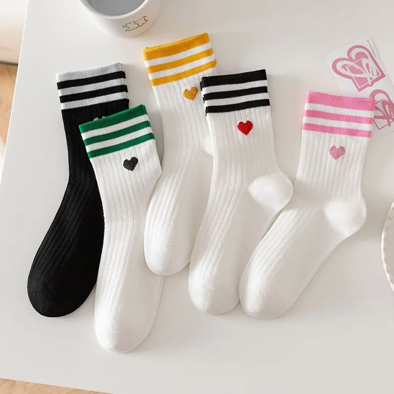 1/5 pairs Spring Autumn new simple fashionable striped women