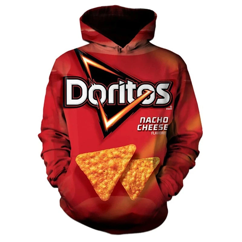 Kapüşonlular Patates Cipsi Aperatifler Çanta Komik 3d Baskılı Tişörtü Erkek Kadın Kapşonlu Büyük Boy Hoodie Kazak Tişörtü Ceket