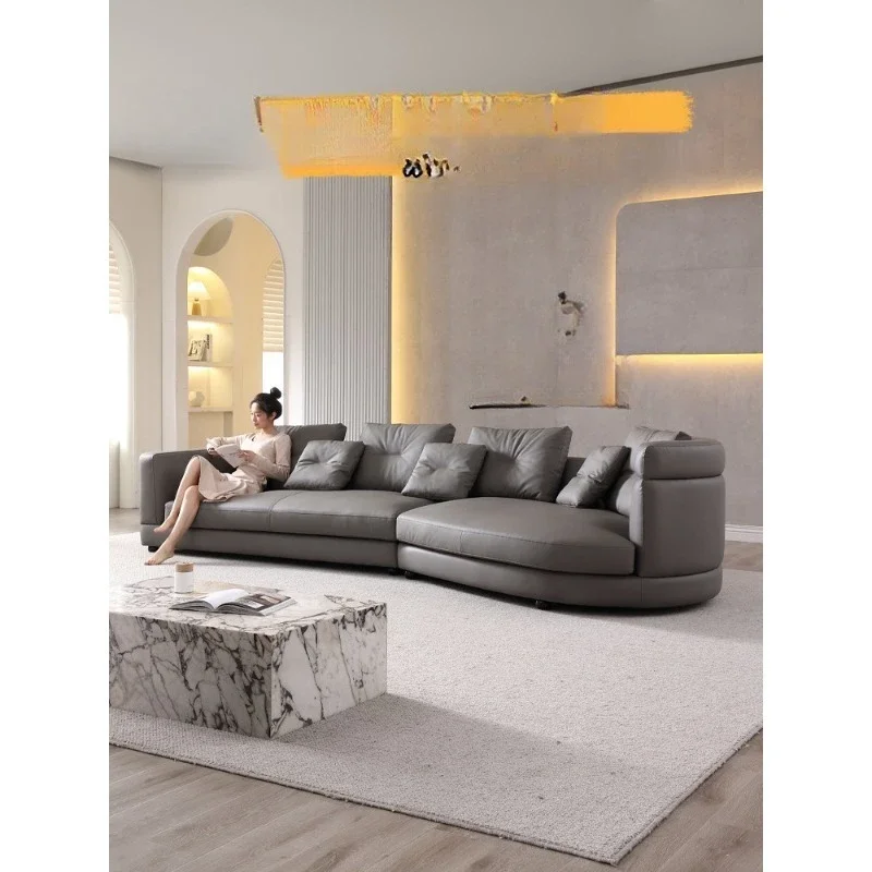 

Leather sofa curved leather sofa living room first layer cowhide modern designer