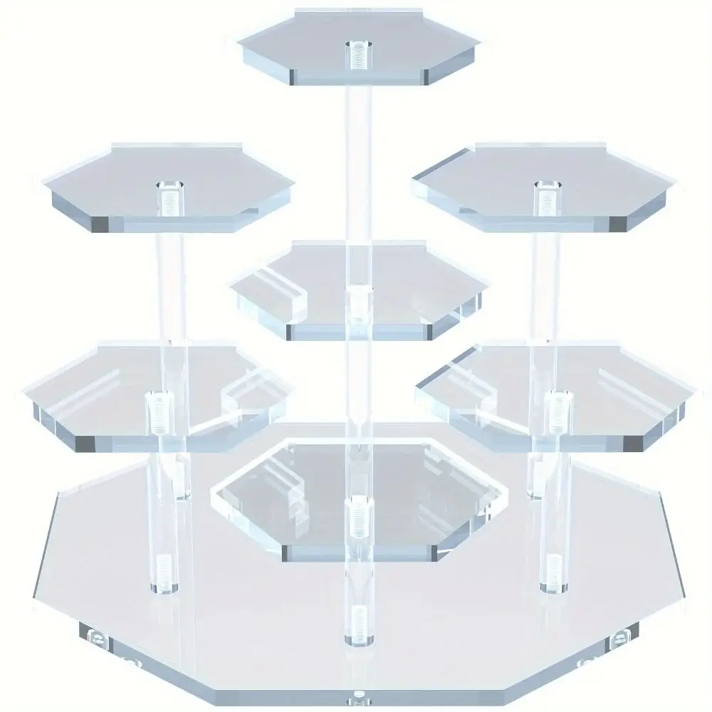 

Съемная акриловая демонстрационная стойка, новая восьмиугольная 7-уровневая подставка для фигурок, 5 мм, твердая подставка для коллекционирования, ювелирные изделия