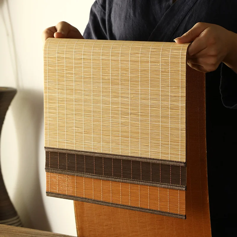 Fabric Edged Bamboo Silk Tea Mat Table Runner Tea Tablecloth Bamboo Zen Style Chinese Tea Tray Mat