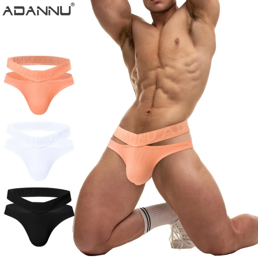 트렌디 남성 속옷 V자형 이중 허리밴드 삼각 팬티 실 코튼 피트니스 U자형 볼록 힙업 하이 포크 팬티