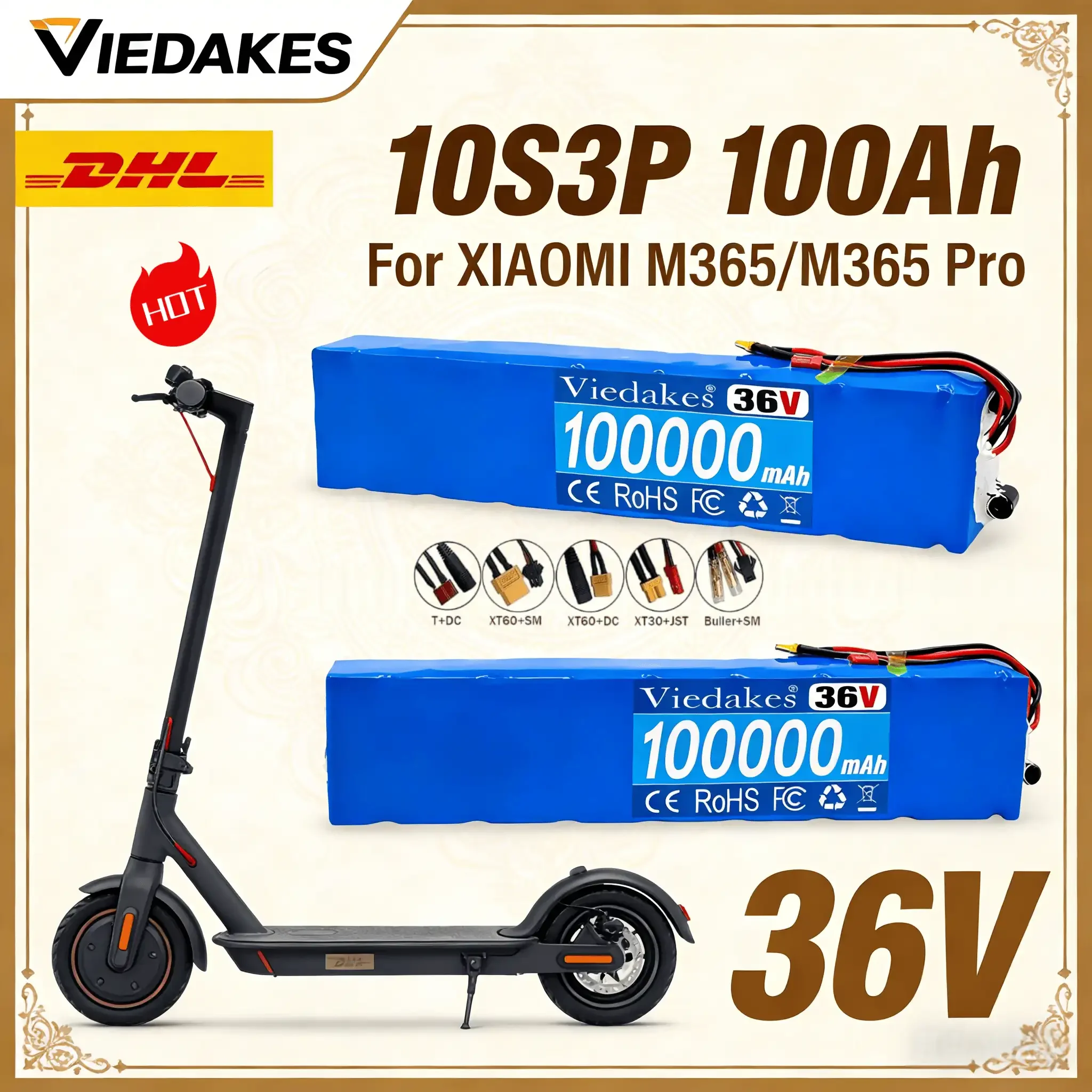 

Аккумуляторная батарея 36В 10S3P 100Ач с BMS для электросамоката Xiaomi M365