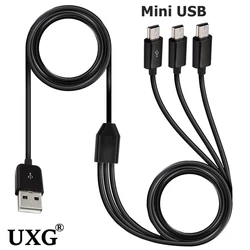 1M USB A Male 1 to 3 Mini USB 5pin 3 in 1 mini usb data charger cable 1meter Fast Charging Mini USB Y Splitter Cable