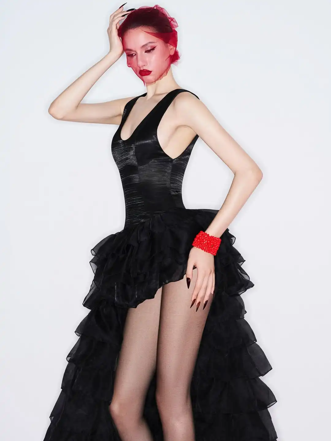 Sexy barco pescoço cintas de espaguete noite clube vestidos de festa assimétrico em camadas babados tule vestido de baile dançarino usar feito sob encomenda