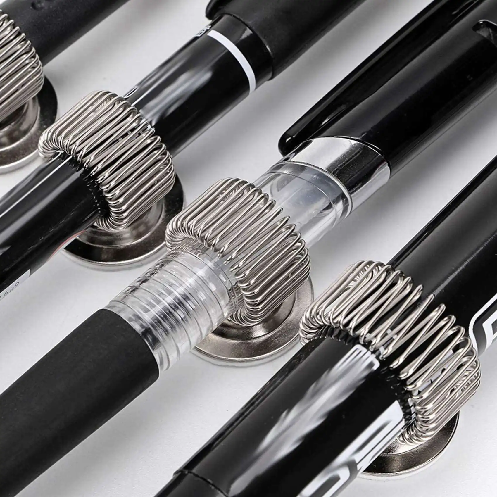 

24 PCS Stainless Steel Pen Pencil Holder Clips With Adjustable Spring Loop Self Adhesive Pen Clip Holder