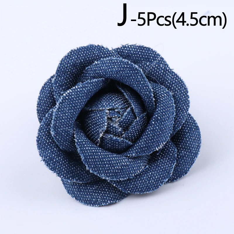 Diy Fabric Flower Clothing Decorative Women Hot 2021 Fashionable And All-Match Denim Simulation Fabric Camellia Flower Accessory