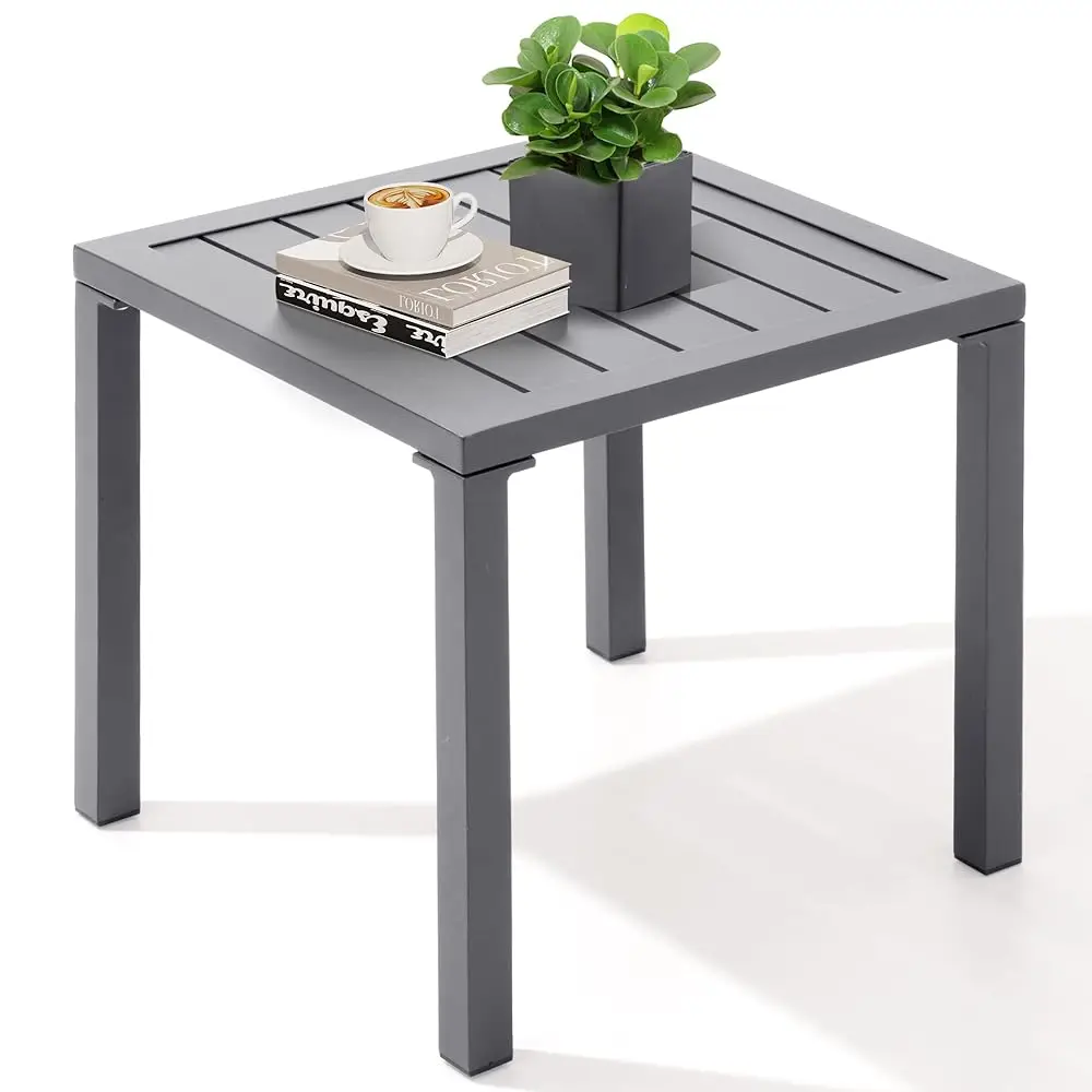 

Aluminum Outdoor Side Table, Pool Lounge Chair Side Table, Weather Resistant Small Square Coffee End Table For Patio, Yard,