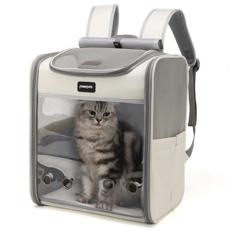 革新的な旅行用バックパック型ペットキャリー、猫と犬用、折りたたみ式、屋外用、通気性のあるペットキャリーバックパック
