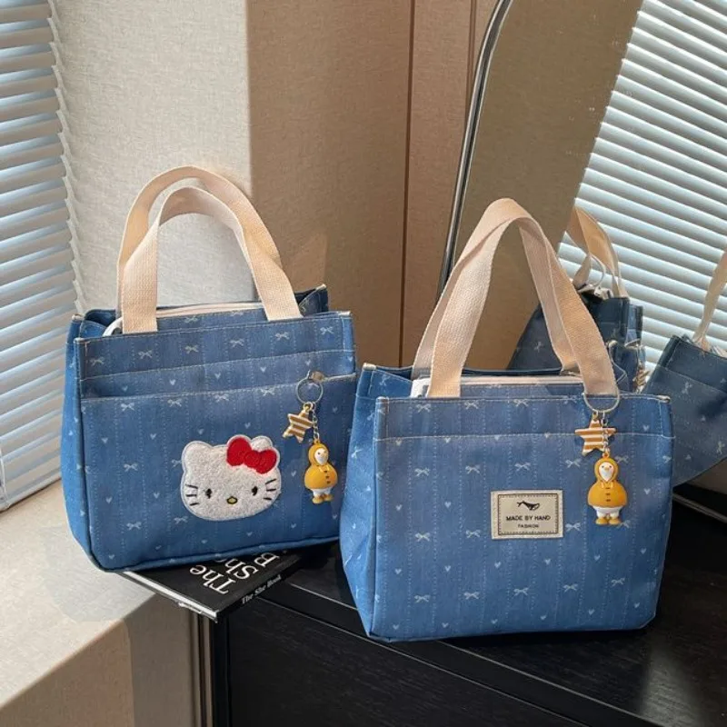 

New Hello Kitty Anime Kawaii Sanrio Ins Fashion Handbag Cute Cartoon Large Capacity Lunch Box Bento Bag Lovely Gifts for Kids