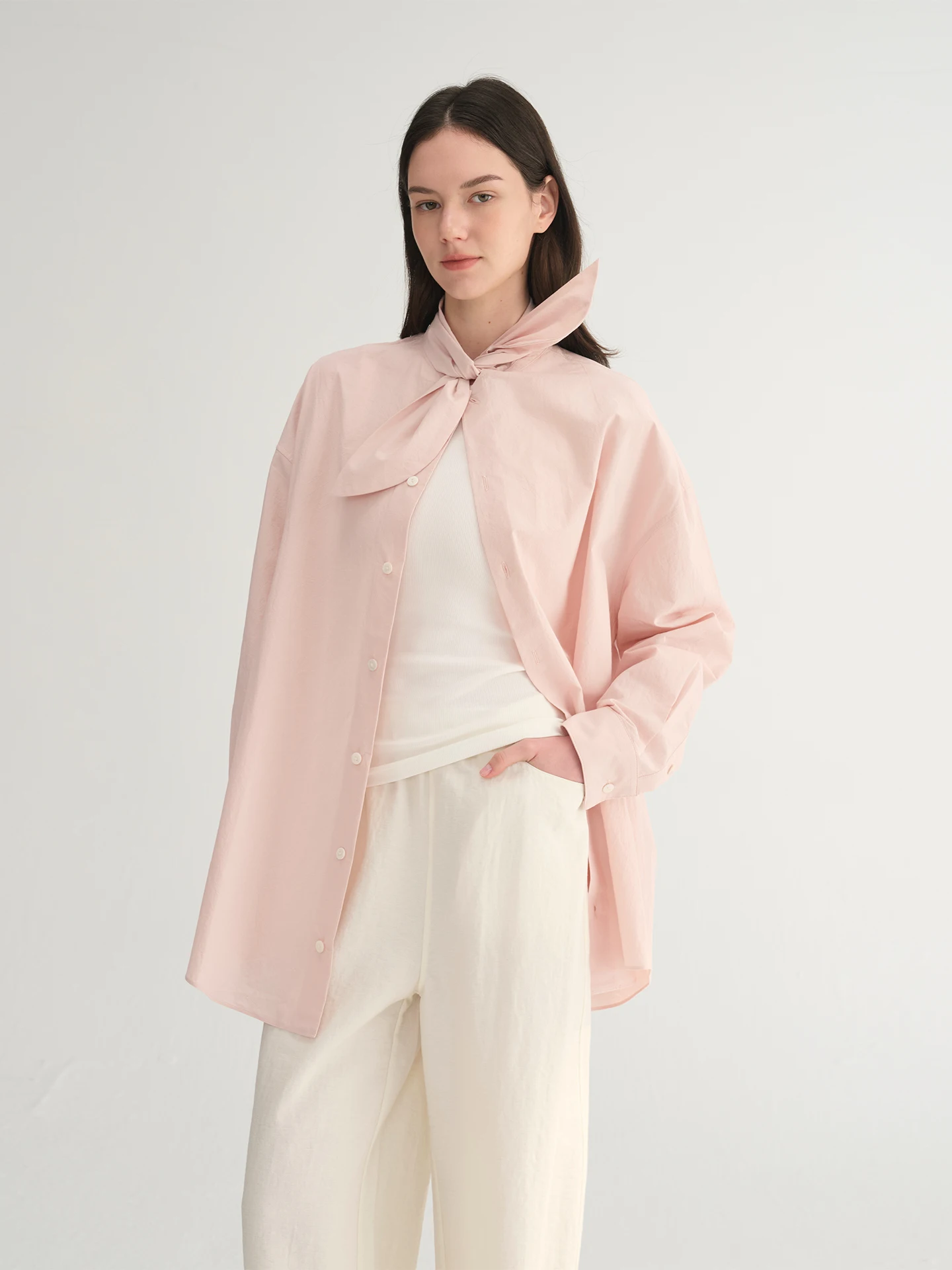 

Элегантная хлопковая рубашка с удобным дизайном, высококачественная, с длинными рукавами в форме кроличьих ушей, женская весенняя модная повседневная рубашка