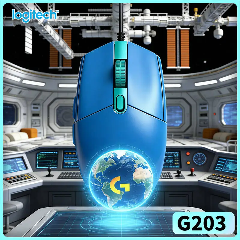 Logitech G203 wired gaming mouse easy out‑of‑box start‑up colorful RGB light anti‑slip pads USB notebook pc gaming