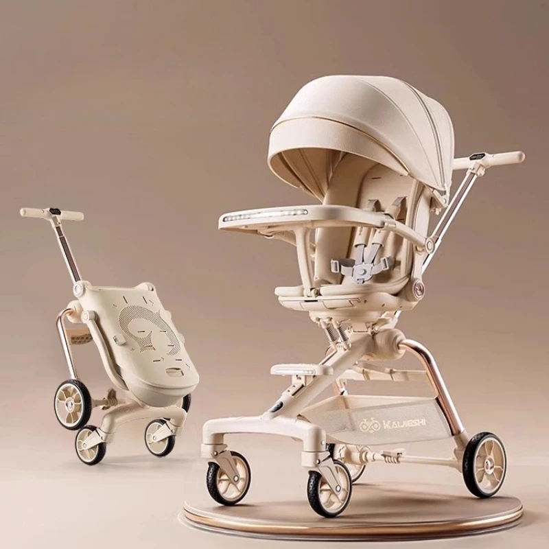 

Four Wheels Cart Baby Walker Lightweight Strollers Music Light and Dinner Plate Fold High Landscape Baby Cars Travel Strollers