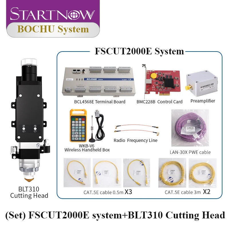 Startnow BOCI FSCUT4000E Controller System 8KW Fiber Automatic Focus 150/200mm Intelligent Monitoring Laser Cutting Head BLT421S