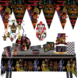 FNAF Five Nights Freddyed Birthday Party Decorations Kids Disposable Tableware Cup Plate Napkin Straw Baby Shower Supplies Event