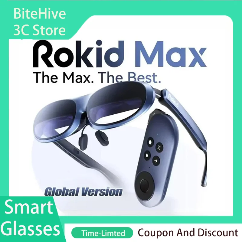 Rokid Max AR 3D Smart Glasses Micro OLED 360inch 50°FoV 120Hz 45PPD 5000mAh Long Battery Life 64ARM CPU Bluetooth5.0 Type-C
