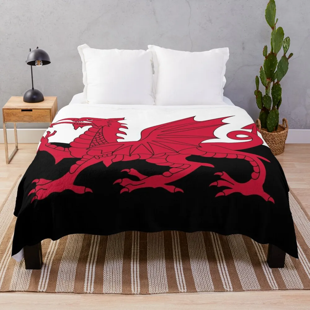 

Wales flag - Black & White Throw Blanket Kid'S Flannels Soft Beds Blankets