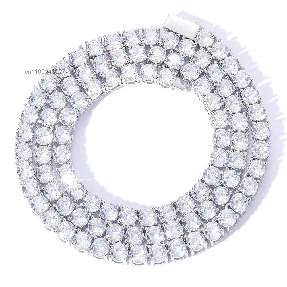 Moissanite S925 NUOYA Hip Hop Tennis Chain Necklace 5mm Gold Plated Iced Out Bling Tennis Chain Diamond Bracelet Fine Je