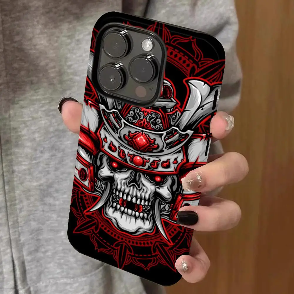 

Samurai Oni Mask Phone Case Double-layered Film Case For IPhone 16 15 Promax 14 13 Pro 12 11 plus Samsung S25 24 23 Covers