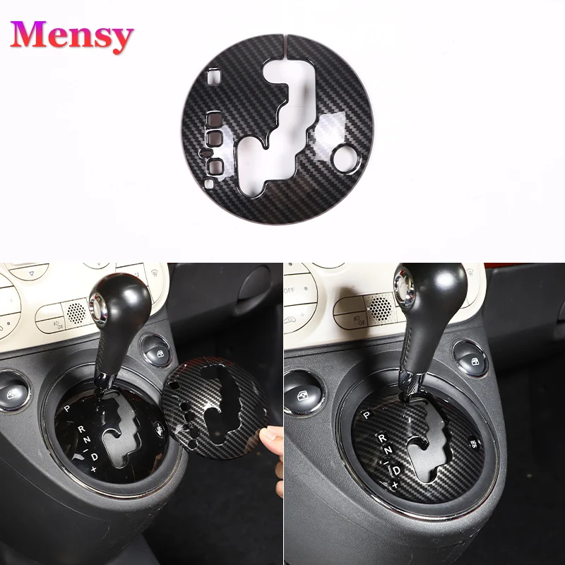 

For Fiat 500 2011-2019 ABS carbon fiber car styling car gear display frame cover sticker car interior protection accessories