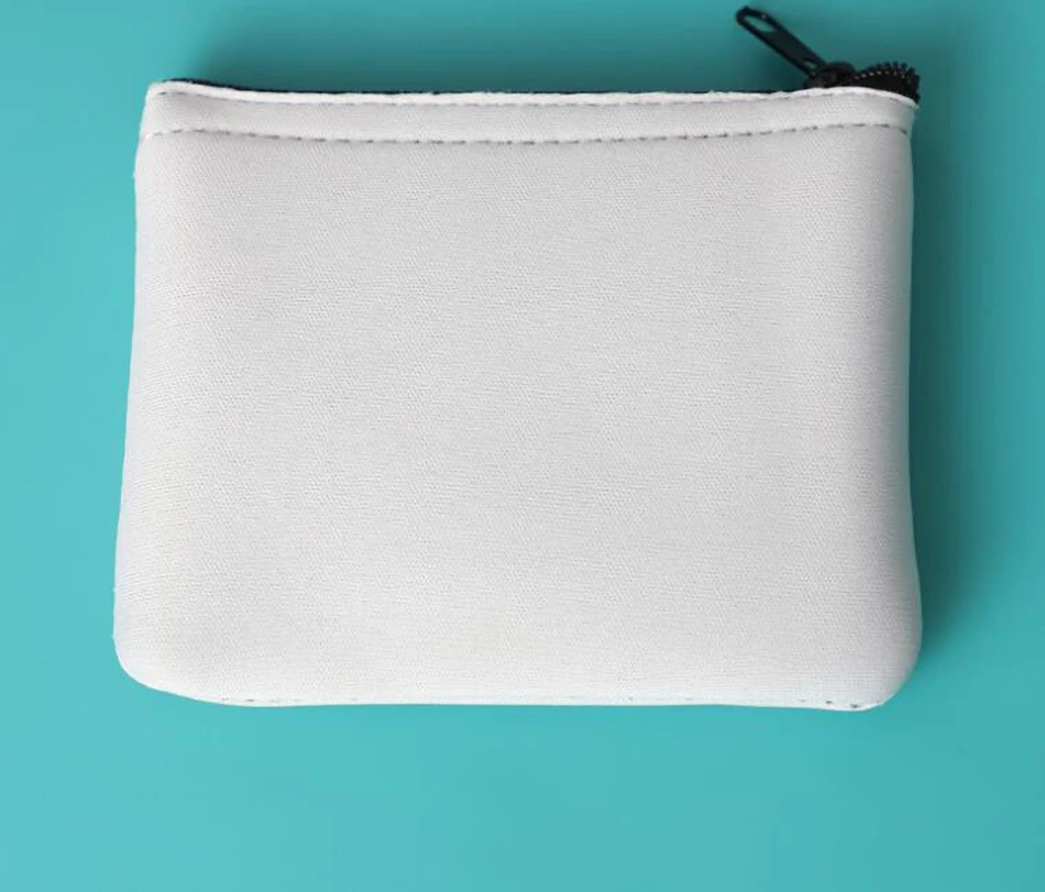 Sublimação Neoprene Carteira Curta, DIY Coin Purses, Branco Em Branco, 10Pcs