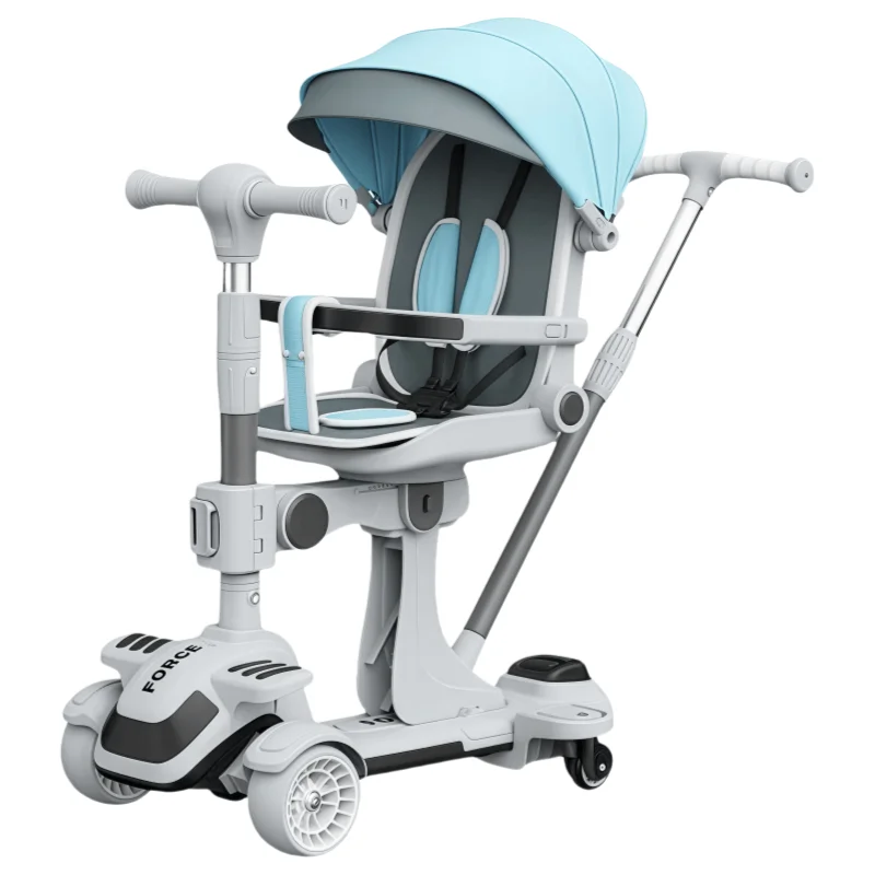 High Quality Foldable Modern 6 in 1 Kids Scooter with Two PU Wheels Battery Powered Outdoor Use Seat Included