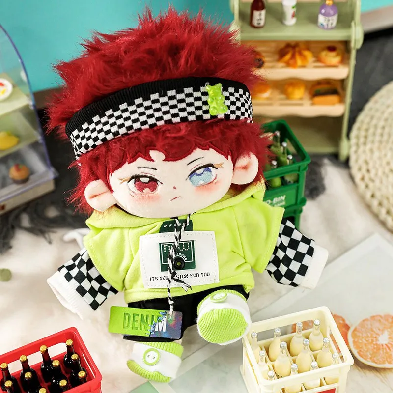 

20cm Handsome Plush Cotton Doll Stuffed Super Star Figure Idol Toy No Attribute Fat Body Red Hair Dolls Can Change Clothes Gifts