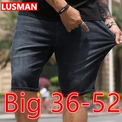 Plus Size Jeans Shorts for Men 36-52 Men's Loose Casual Short Pants Big Size Short Denim Pants Knee Length