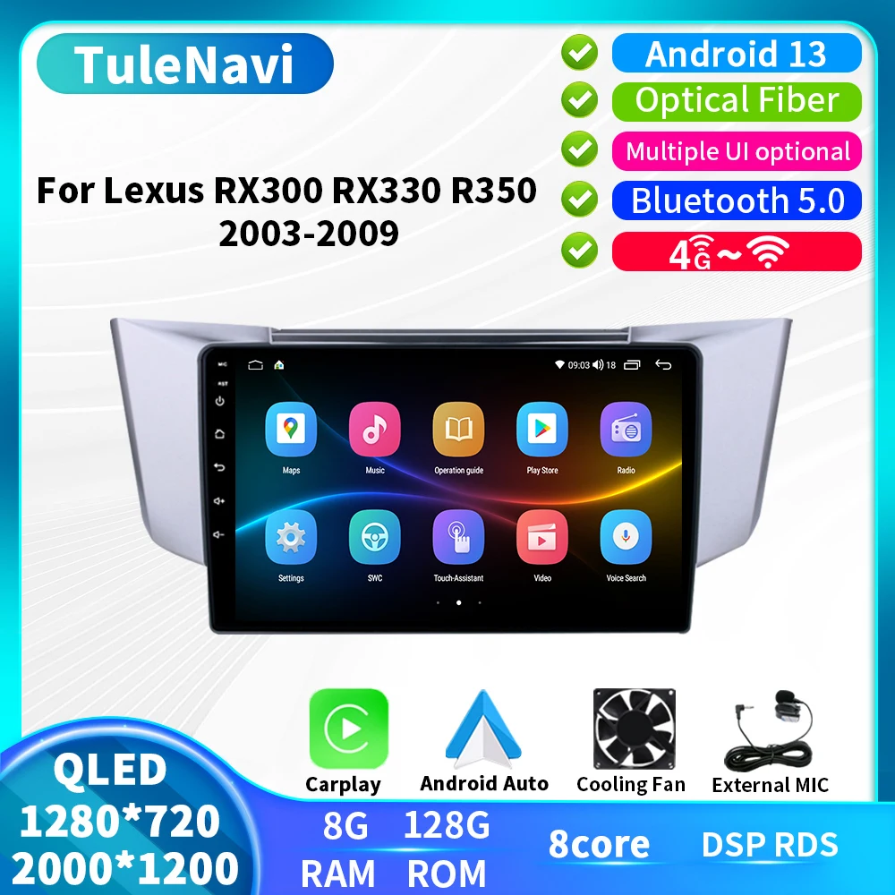 For Lexus RX300 RX330 RX350 RX400H 2003 - 2009 Android Car Radio Stereo Multimedia Player GPS Navigation Auto Carplay 4G