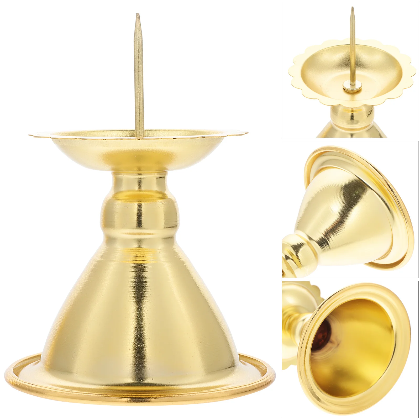 

2pcs Buddha Hall Holder Iron Temple Candlestick For Home Decor Meditation Room Vintage Golden Decor Candlestick