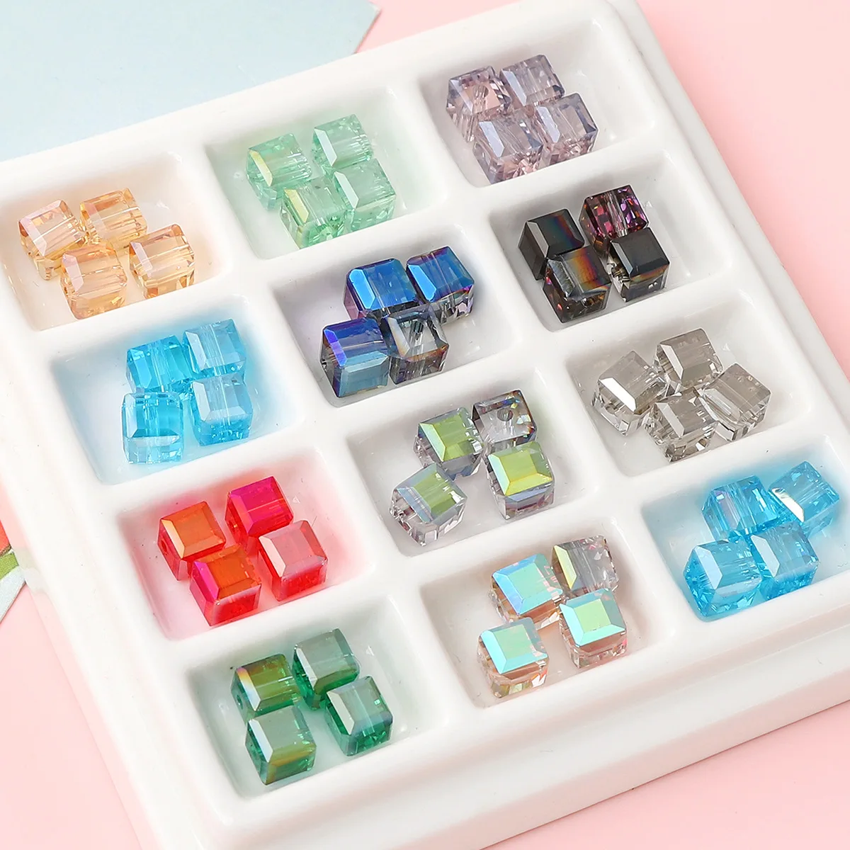 20pcs 8mm Square Crystal AB Colour Glass Beads Loose Spacer Beads DIY Candy Cube Austrian Crystal Jewelry Bracelets Accessories