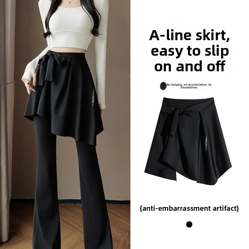 Women Slim Flap Yoga Pants Layered Skirt Hip Cover Daily Outfit