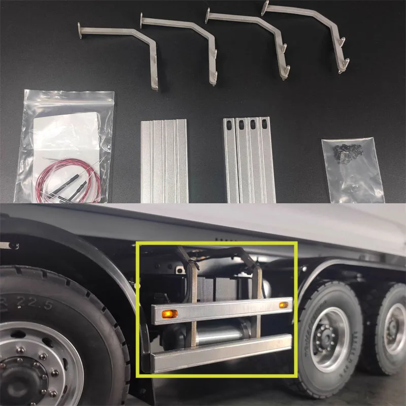 

Metal Aluminum Side Guardrail Side Skirts with Light Accessories for 1/14 Tamiya RC Truck Trailer Tipper Iveco MAN LESU Car Part