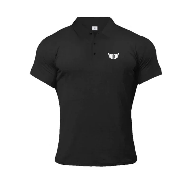 Muscleguys Brand Men Compression Polo Shirt Cotton Tops Fashion Sport Short Sleeve Gym Bodybuilding Fitness Polo Shirt