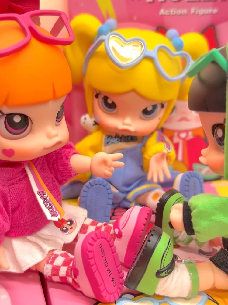 POPMART حقيقية مولي Powerpuff الفتيات سلسلة صندوق أعمى huahua الحركة الشكل الدمى العصرية لعبة مفاجأة هدية