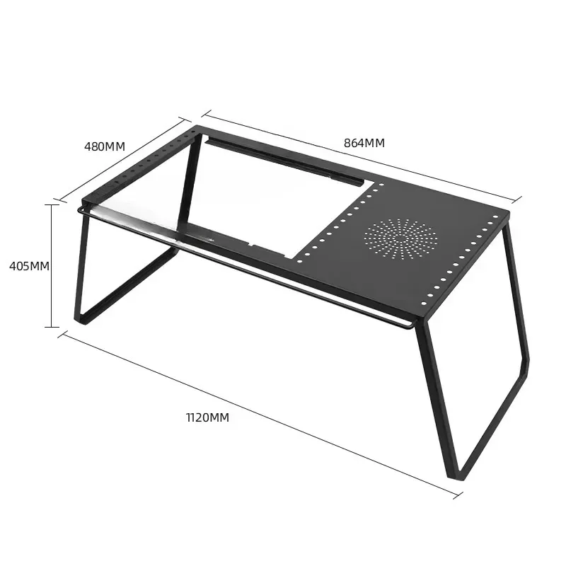 Outdoor Camping Carbon Steel Folding Hole Table for BBQ IGT Free Expandable Unit Storage Dining Table
